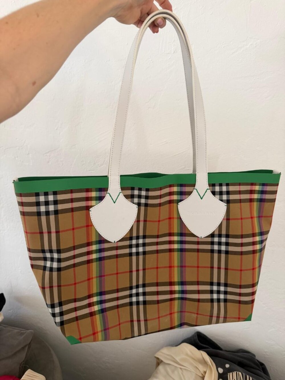 Burberry Reversible Rainbow Vintage Check Tote Bag